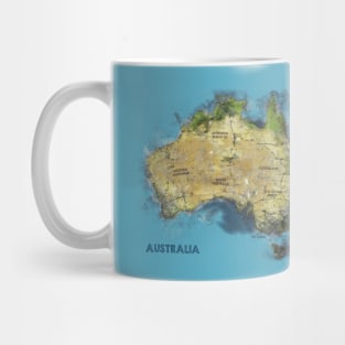Watercolor Illustration of Australia Map Mug